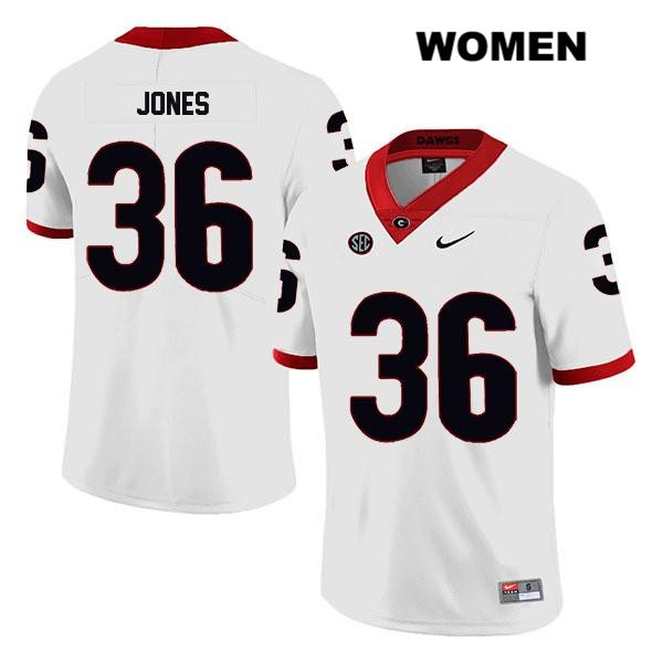 Georgia Bulldogs Women's Garrett Jones #36 NCAA Legend Authentic White Nike Stitched College Football Jersey FDS3556UZ